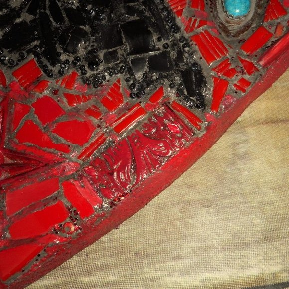 Thunderbird Heart Wall Art Mixed Media Red Black Native American Horse Western - Picture 7 of 10